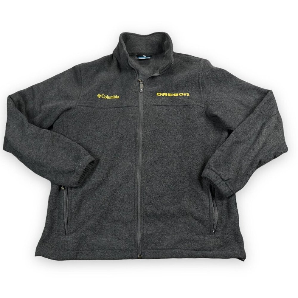 Oregon Ducks Columbia Fleece Jacket Medium Green‎ Full Zip Mock Neck Track